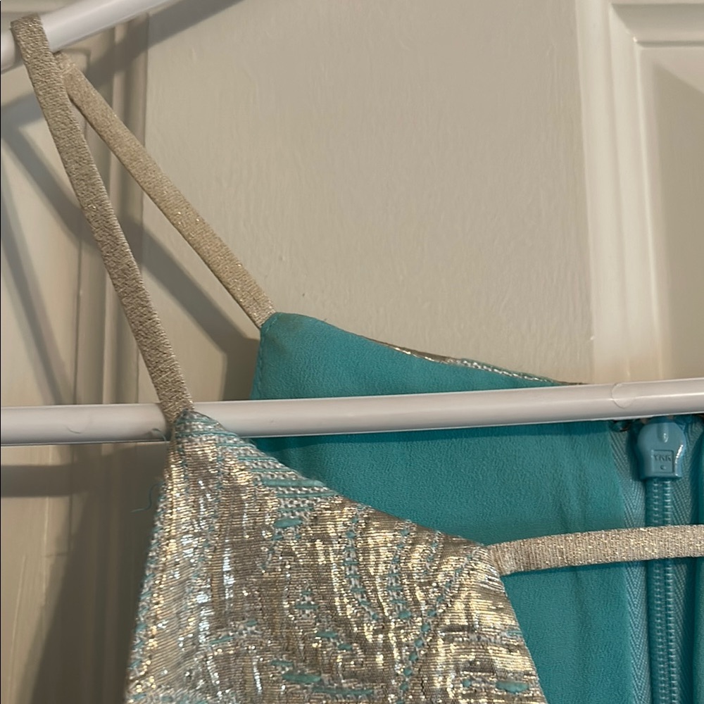 Turquoise and Silver Patterned Lilly Pulitzer Dre… - image 6